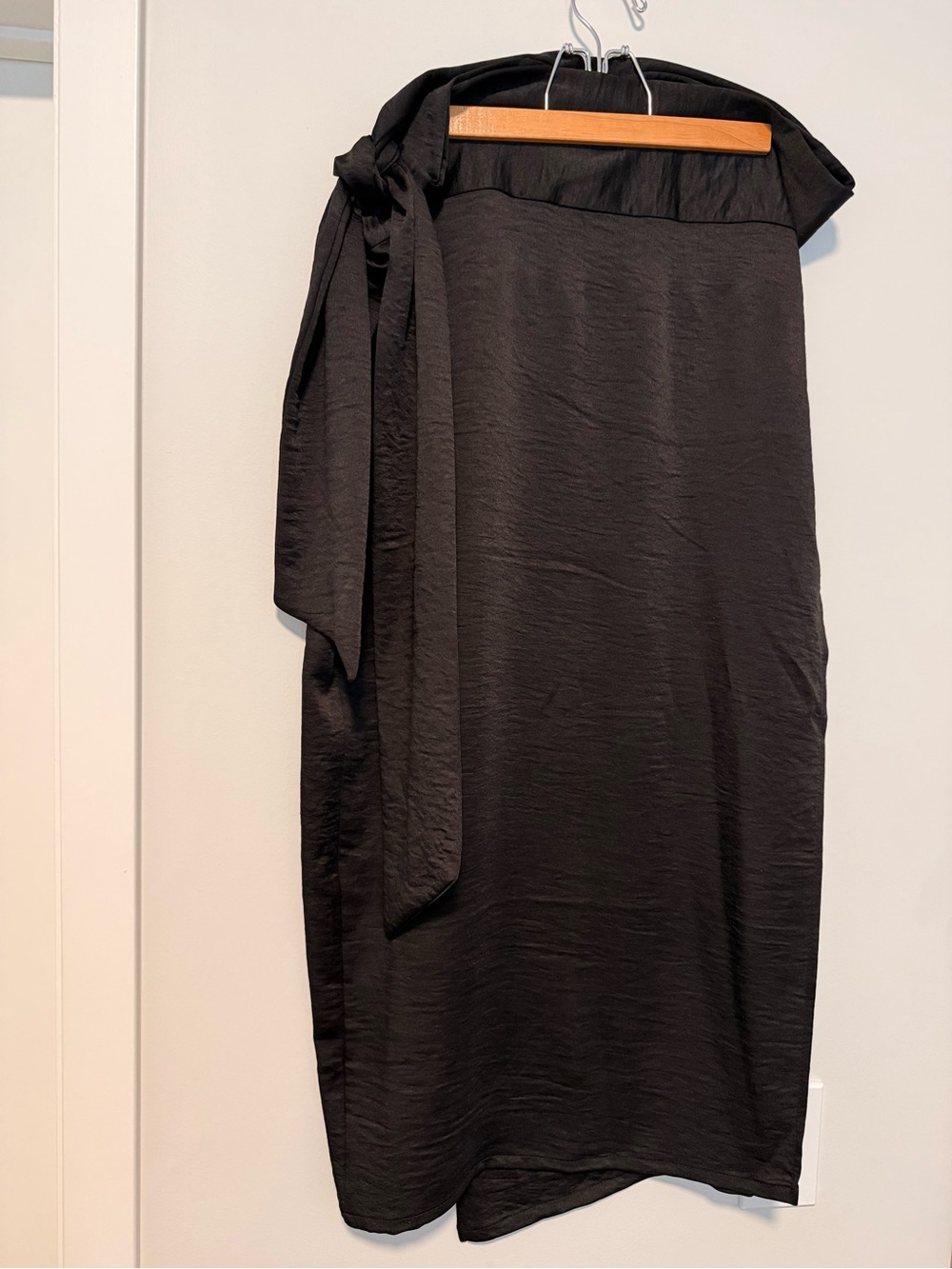 Vici Black Midi Wrap Skirt with Side Tie